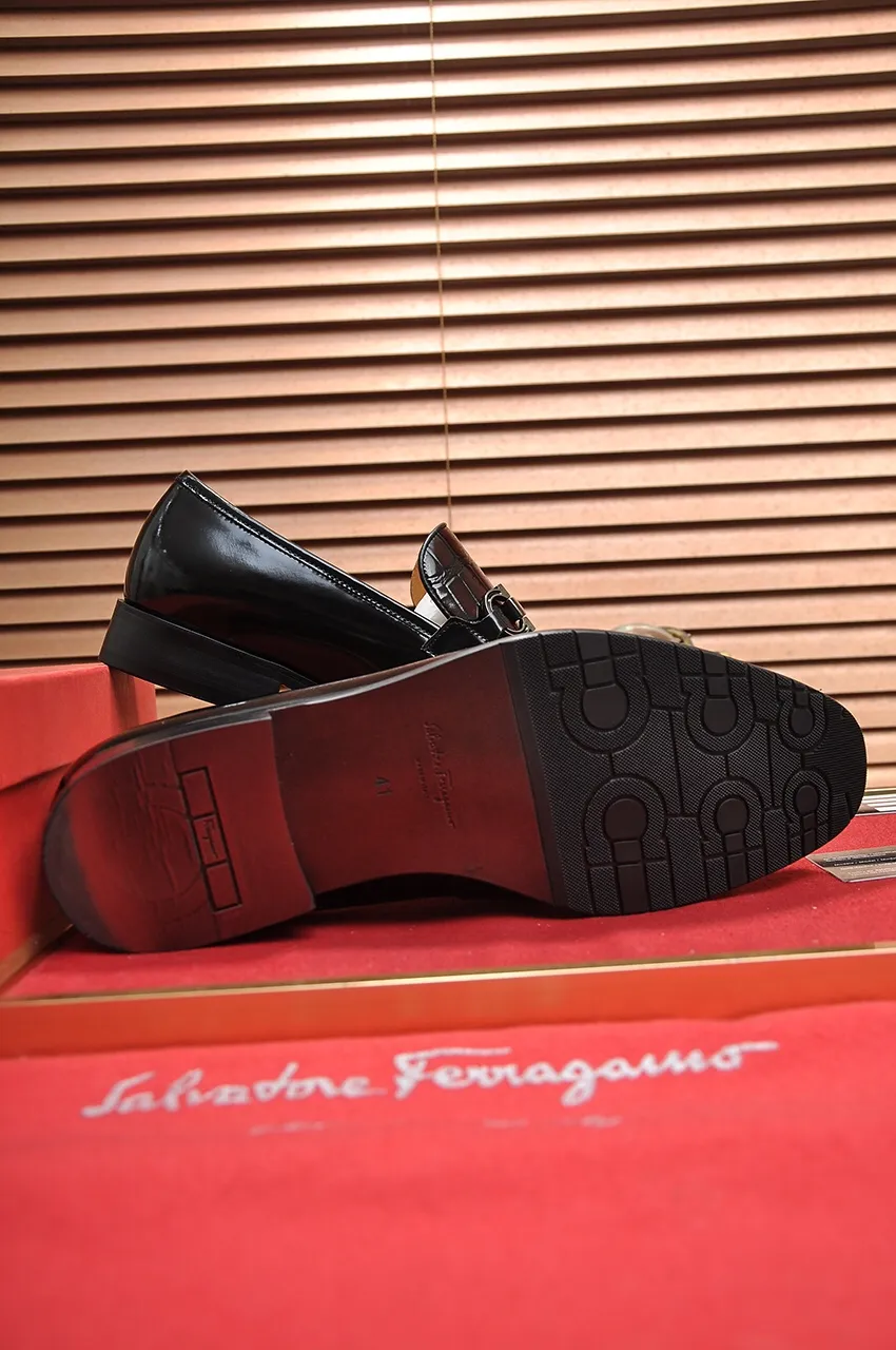 Men's shoes 💰500💶[Ferragamo/Ferragamo] The latest model from the counter. Original imported high-quality cowhide with open sides + imported 🐂 cowhide lining, original luxury metal buckle + original combination outsole. Comparative and stress-free 38--45 (customized for 45)